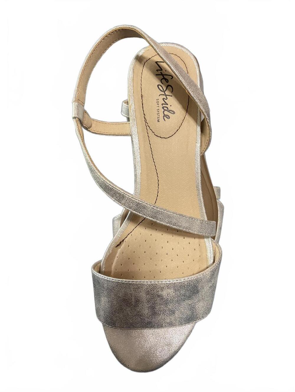 NIB LifeStride Comfortable Metallic Silver Strappy Sandals